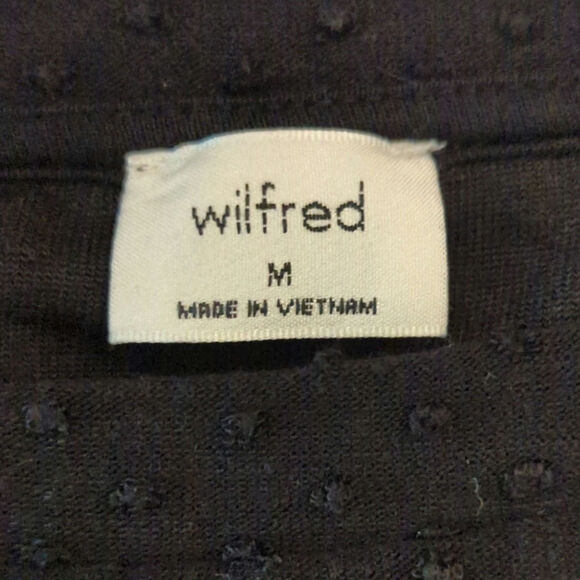 Aritzia Wilfred Black Swiss Dot Anvers Slit Back Cap Sleeve Top Womens Medium - Picture 10 of 10